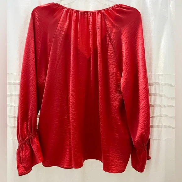 LUCKY BRAND Medium russet long sleeve silky long sleeve blouse EUC - Picture 3 of 6